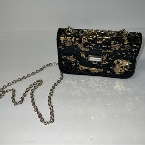 BCBG Mini purse black and gold sequin